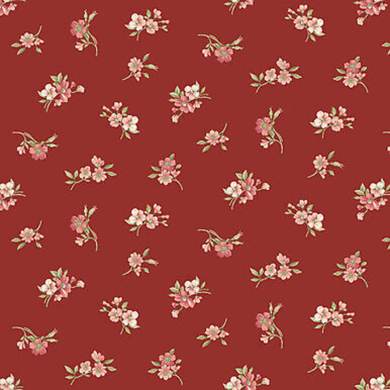 Sweet Blush Floral Rose Rose Buds Red by P and B Textiles Cotton Fabric BTY
